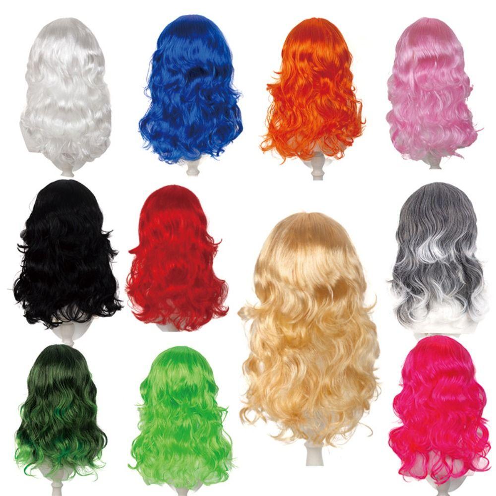 Harajuku Orange Blue Gold Grey Curly Wigs Synthetic Women Layered Wigs  Role-playing