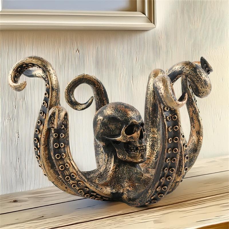 Halloween Unique Tentacles Skull Animal Sculpture Cup Holders Resins Ornament Hanging Hook for Home and Office Decors