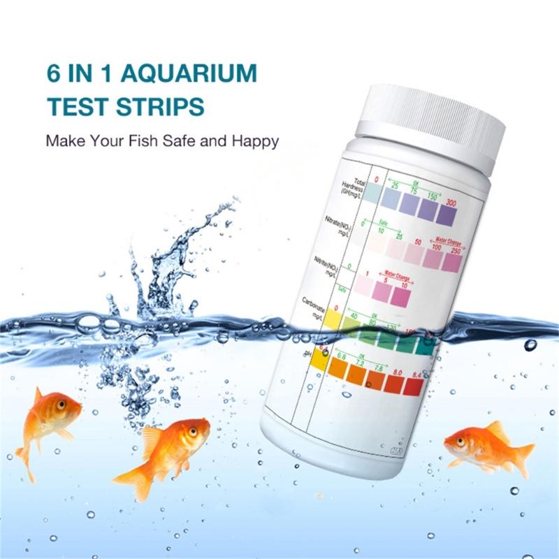 5 in 1 100PCS Aquarium Testing Strips for Swimming Pool Water Test Strips for Fish Tank Testing for Freshwater Saltwater