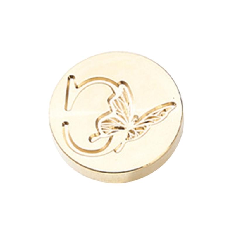 Butterfly Letter Pattern Wax Seal Stamp Head Metal Wax Stamp Head for Valentines Card Birthday Card Invitations Envelope