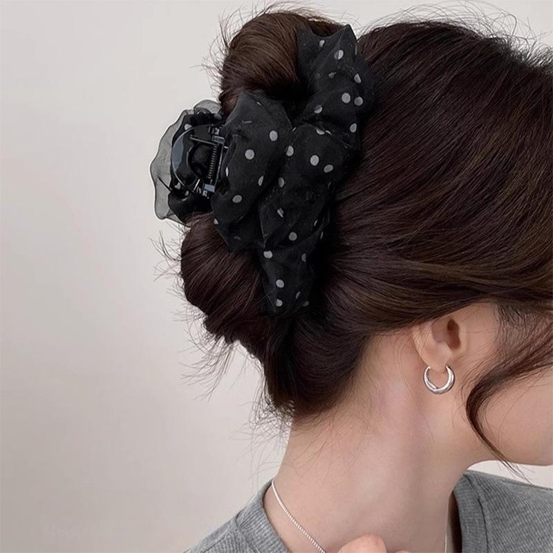 1pc Korean version of temperament, mesh, wave point, grab clip, women's high-end feeling, braided hair, shark clip, grab