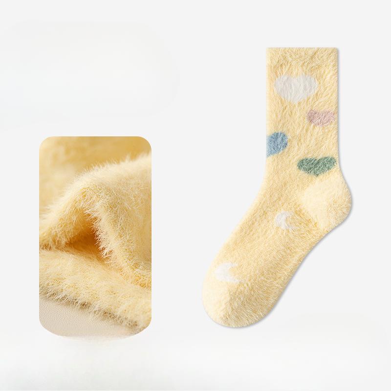 Women's Autumn and Winter Mid-calf Socks, Mink Fleece Thickened Warm Floor Socks, Sleeping Socks, Coral Fleece Socks