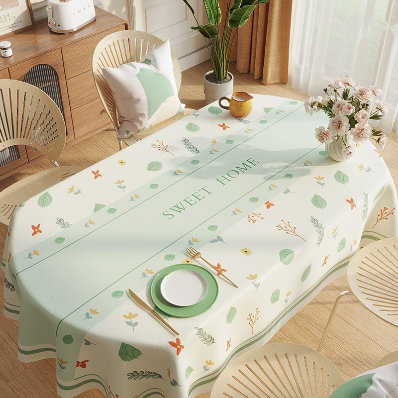 Oval Rectangular Universal Table Waterproof Tablecloth  Green Oil Proof Pvc Table Cover  Dining Table Cover Coffee Shop Decor