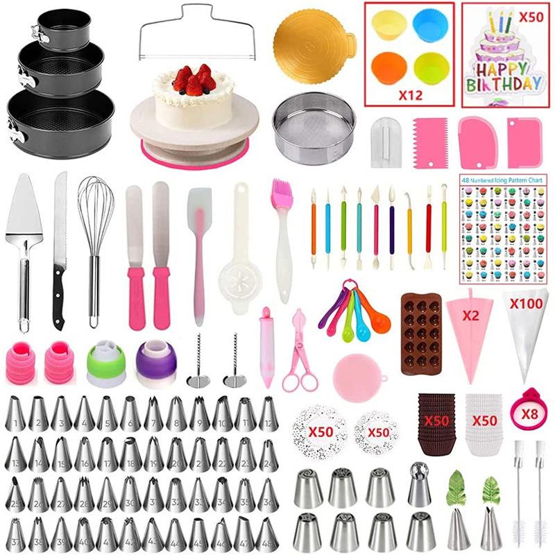 2026 623pcs Cake Turntable Set, Cream Icing Piping Nozzles, Cake Decorating Turntable, Piping Bags, Baking Tools