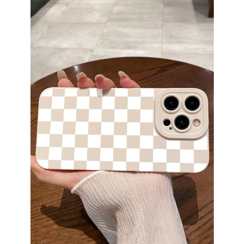 Black and White Checkered Pattern Phone Case Suitable for iPhone 16 15 14 13 12 11 Pro/Max/Plus Shockproof Back Cover