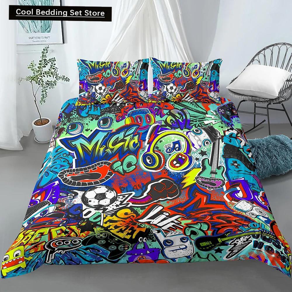 Bedding Set For Baby Kids Child 3D Cartoon Graffiti Crib Duvet Cover Pillowcase 2/3Pcs Polyester Quilt Cover King Queen Full