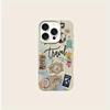 Travel Element Collage Design Lychee Texture Phone Case For iPhone 17 Air 16 e 15 14 13 12 11 Pro Max Plus SE Soft Cover