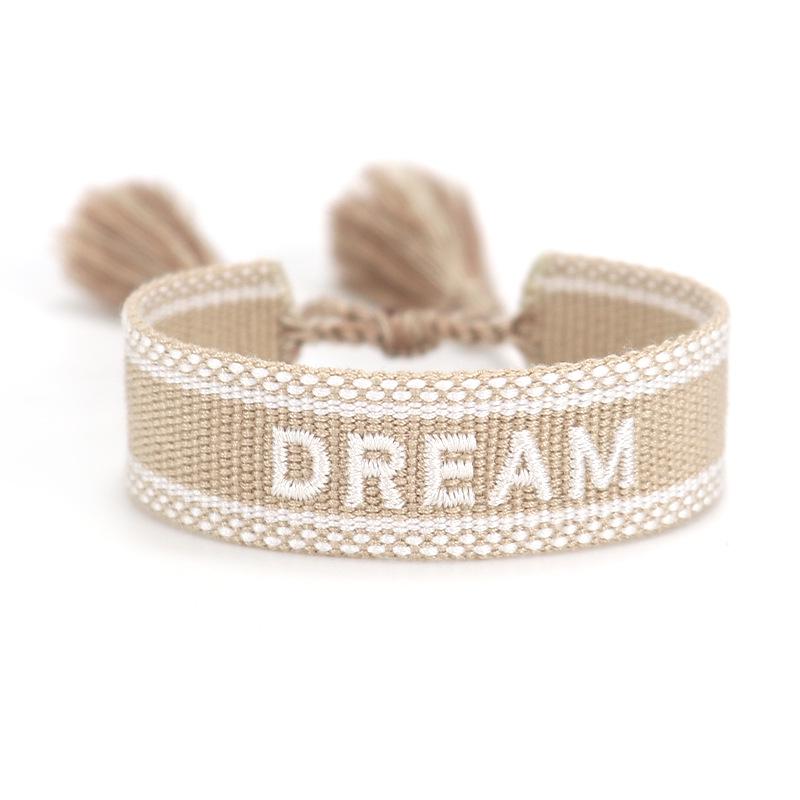 Handmade European Style Embroidered Love Bracelet with Tassels for Girls
