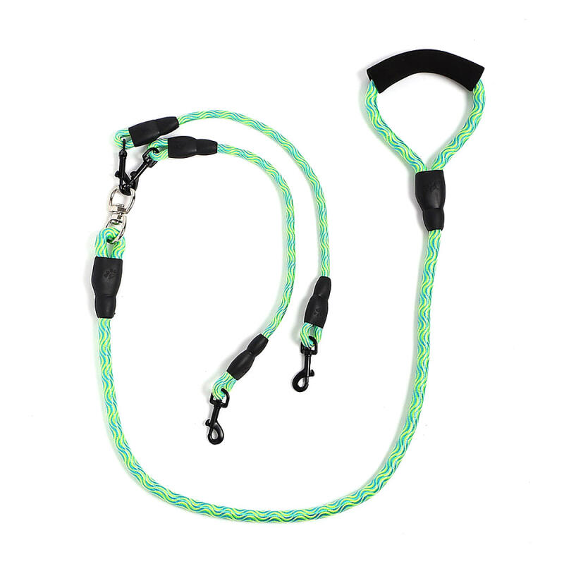 Twin Dog Double Leash (1.5M/Green Blue)