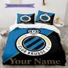Benutzerdefinierter Name Club Brügge KV Wappen Bettwäsche, Steppbett Set Bettbezug Kissenbezug Zuhause Geburtstagsgeschenk (1 Bettbezug + 2 Kissenbezüge, ohne Füllung)