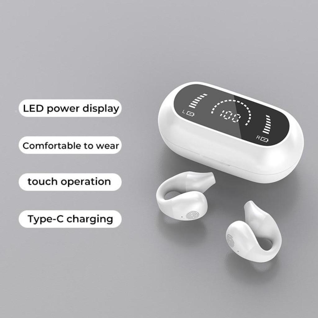 1Pair Wireless Ear Clip Bone Conduction Headphones Bluetooth Wireless Clip On Open Ear Headphones Earbuds Earclip Bone Conduction Earbuds Head Set