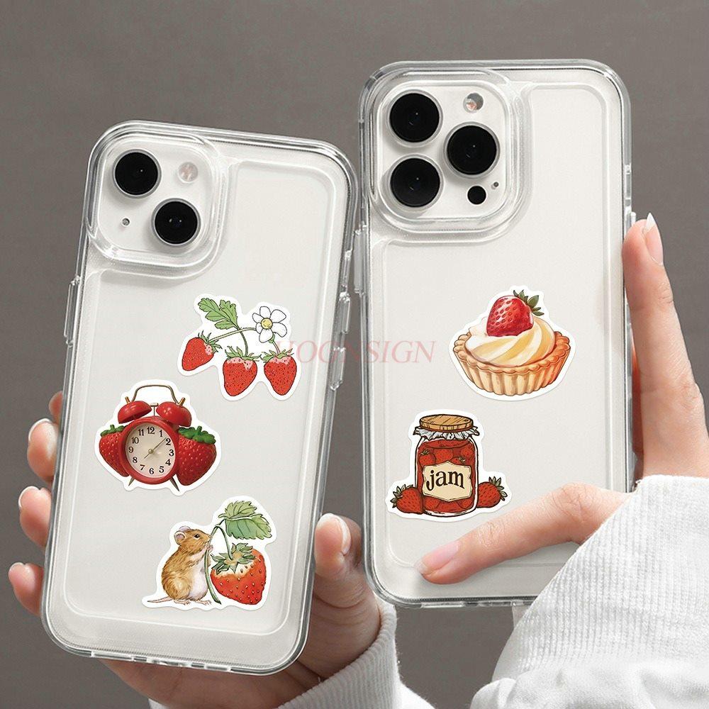1set Strawberry sticker cartoon cute mobile phone case water cup decoration waterproof sticker