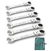 BTtime Flex Ratchet Wrench, 6-Piece Set, Swivel Ratchet, Dual-Use Head, Spanner Wrench, Combination Wrench, Storage Bag Included, Adjustable Angle, 72