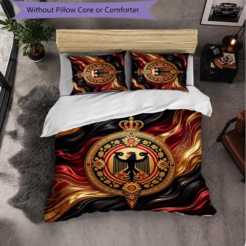 Belgium Football Pattern 3 Pieces Bedding Set Soft Microfiber Duvet Cover with Pillow Cases for Bedroom