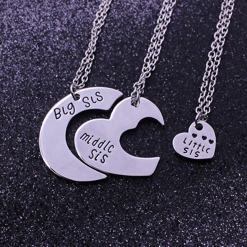 Multi-Person Diamond Heart & Letter Necklace for Girlfriends