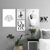 Fashion Black And White Sexy Poster Flower Women Motivational Text Minimalist Canvas Painting for Living Room Modern Home Decor
