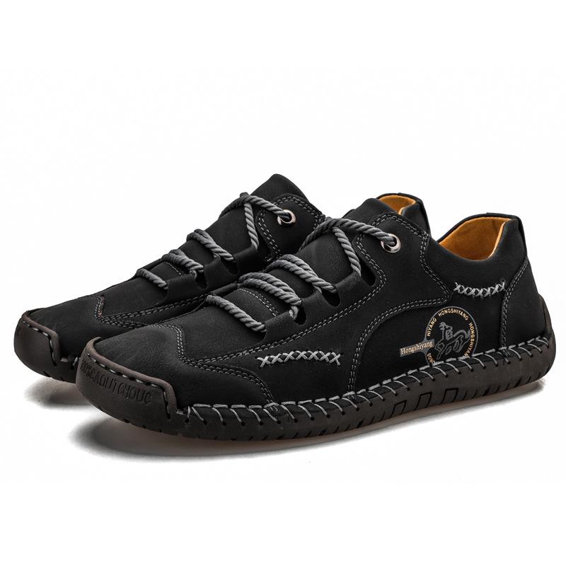 Men's Spring Plus Size Handcrafted Leather Casual Lace-up Shoes
