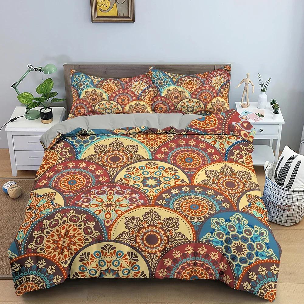 3D Mandala Floral Pattern Comfortable Duvet Quilt Cover Pillowcase Bedding Set Children Bedroom Decoration Home Textile