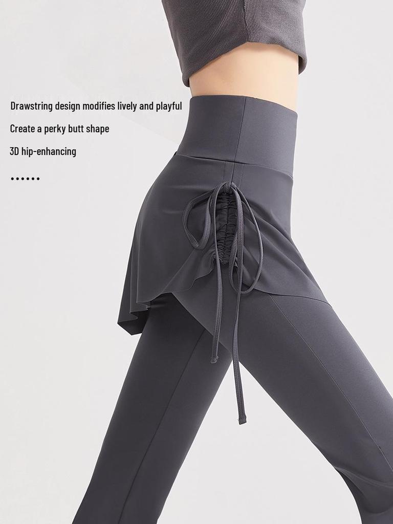 Women's High Waist Slimming Flare Yoga Leggings with Drawstring - Stretch, Hip Lifting, Casual Pants