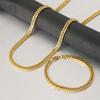 Gold Color Stainless Steel 6.5mm Curb Cuban Link Chain Bracelets Necklace For Women Men Fashion Party Wedding Jewelry Sets Gift