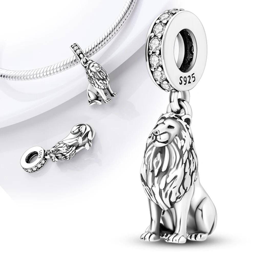 Kupfer Löwe Nashorn Charm Anhänger Perlen Passende Charms Kupfer Original Armband Für Frauen Schmuckherstellung Geschenk