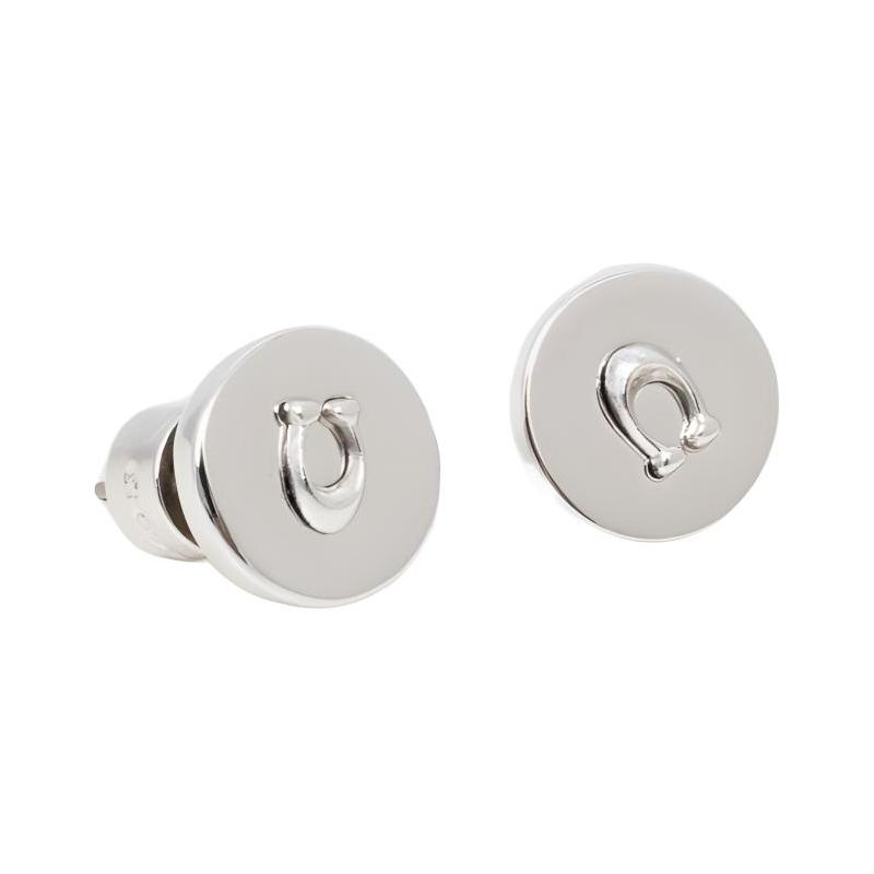 COACH Original design brass glass zircon earrings women s silver