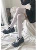 Academy Style Black & White Striped Thigh-High Velvet Socks