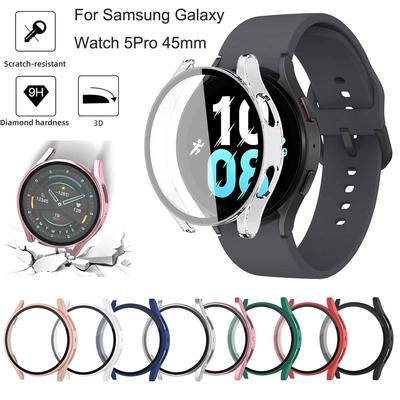 Für Galaxy Watch 5 5Pro 40 44 45 mm Displayschutzfolie mit gehärtetem Glas, Hart-PC-Stoßfänger-Schutzhülle, Gesichtsabdeckung, Zubehör