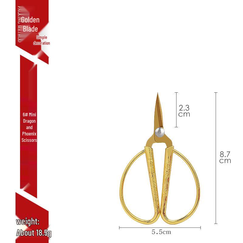 Handmade Gold Dragon & Phoenix Stainless Steel Scissors for Ribbon Cutting and Special Celebrations.