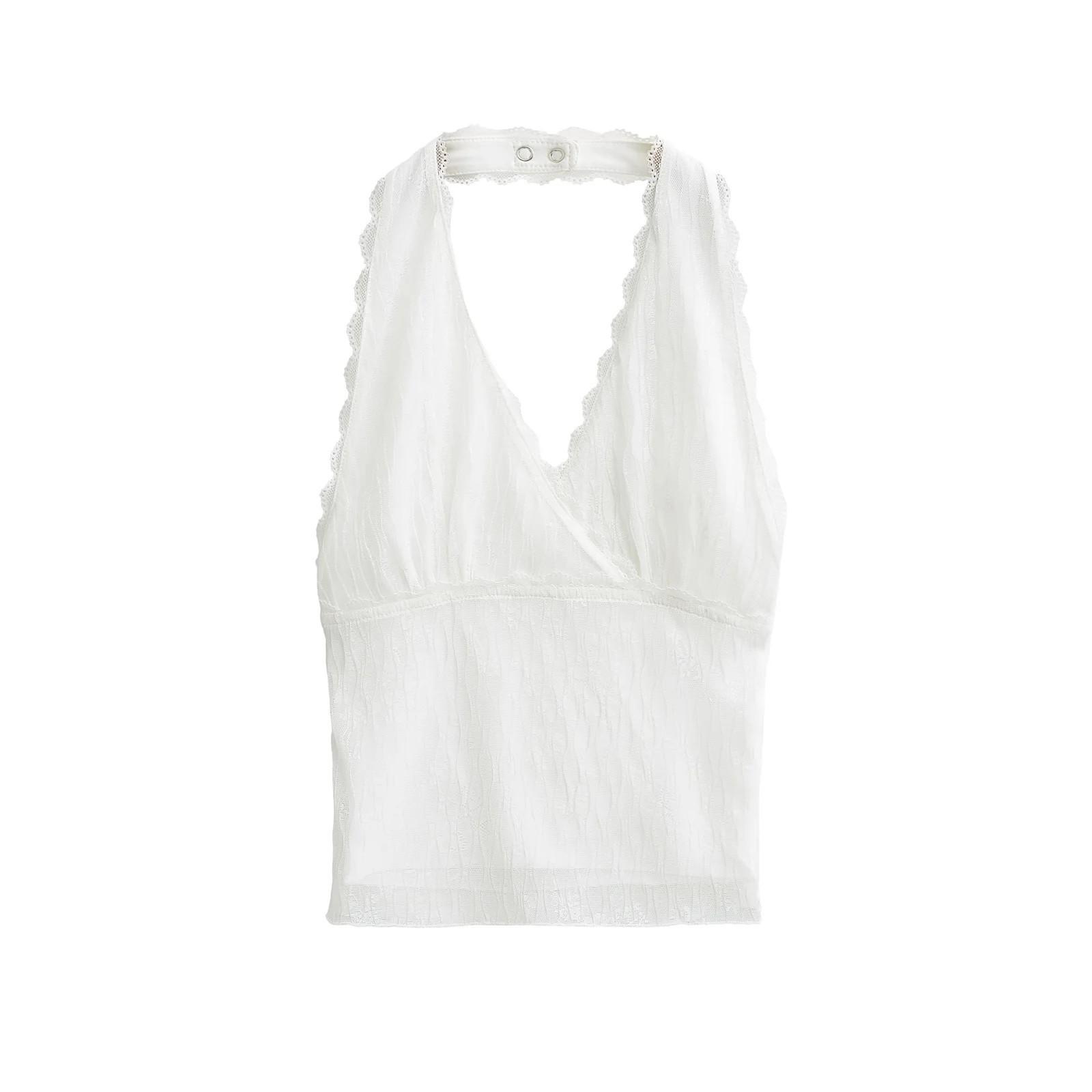 

Обнаженный топ-халтер: Бретели-спагетти, Фасон «русалка», V-образный вырез, На подкладке, Открытая спина, Летняя одежда Large белый