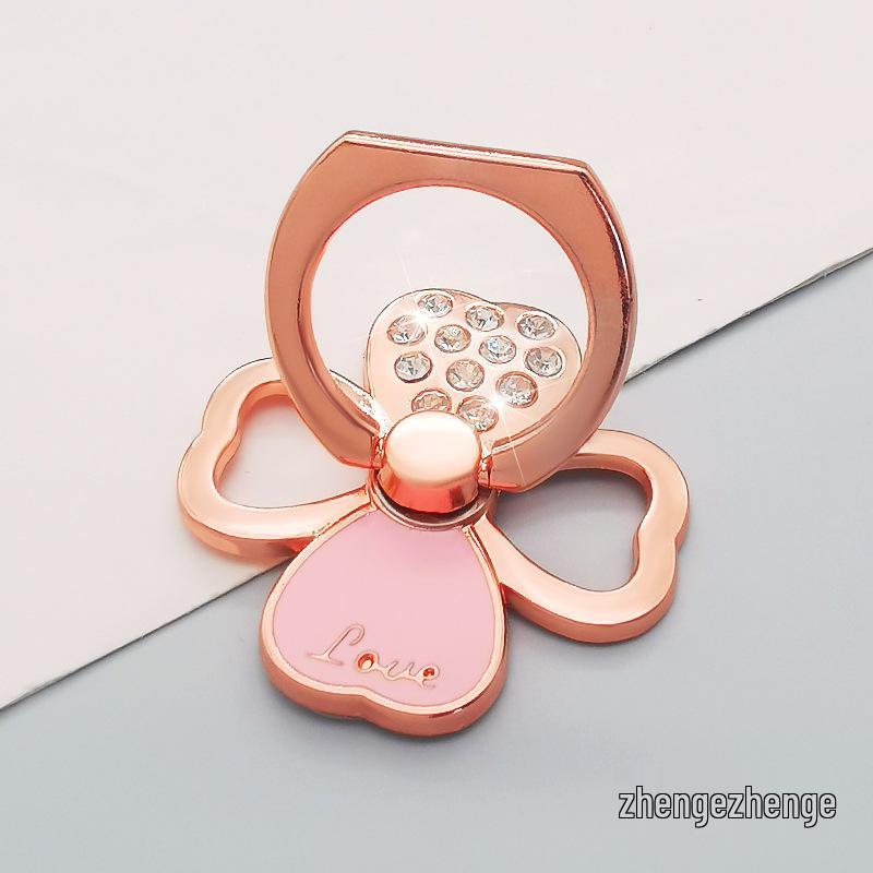 

Four-Leaf Clover Rhinestone Phone Ring Holder - Anti-Drop, Handheld, Portable, Invisible. рожевий колір золота