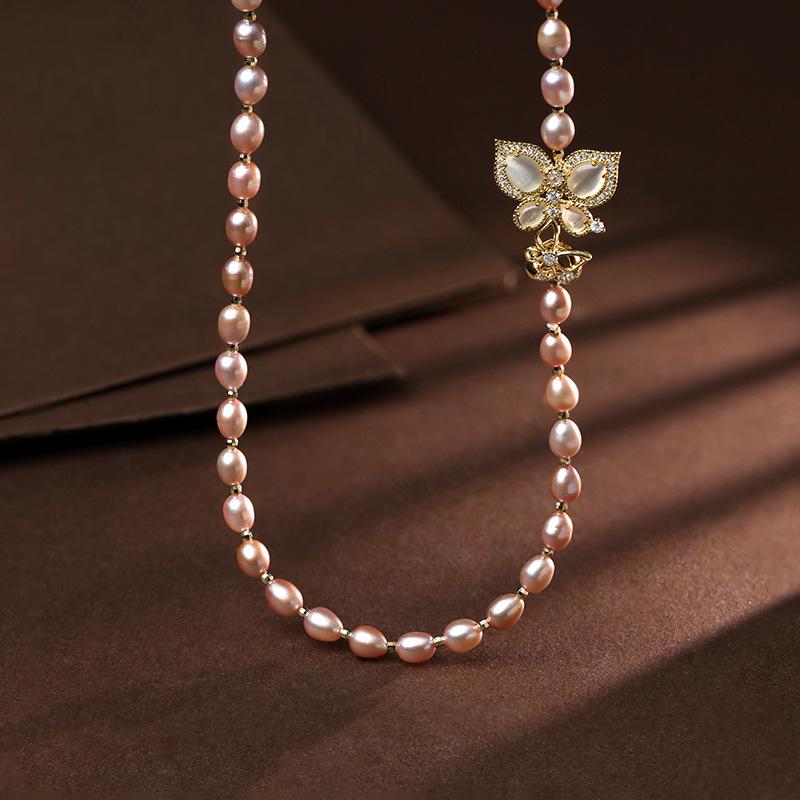 Модное жемчужное ожерелье-чокер с подвеской-бабочкой из пресноводного жемчуга - Винтажная модная подвеска