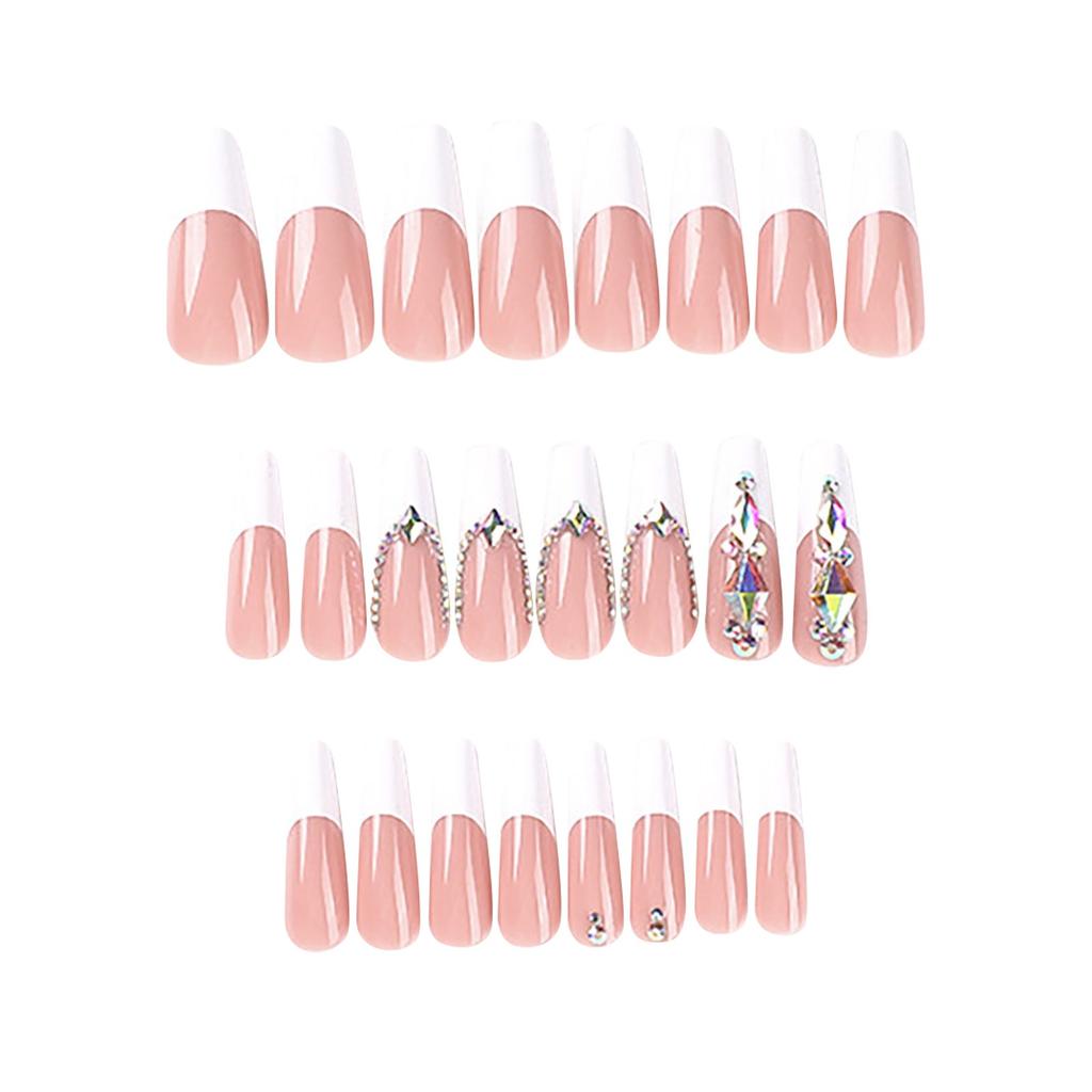 Wear-resistant Manicure White French Rhinestone Manicure Patch Manicure Patch Removable 10mL