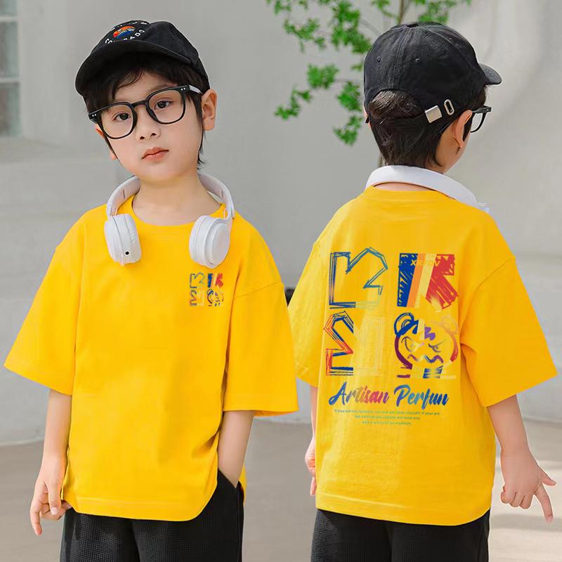 Summer New Children's Clothing Street Wear Printed Cartoon T-shirt Top T-shirt Children's Boys and Girls' Clothing Short Sleeve Round Neck T-shirt
