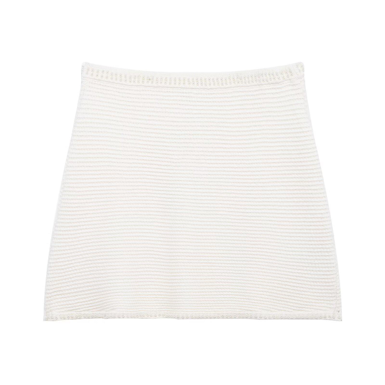 

Весна 2025 Женский облегающий вязаный кардиган на жемчужной булавке и миди-юбка с завышенной талией Small кремовый/белый