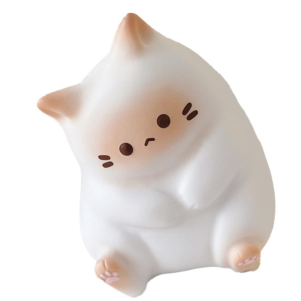 Cute Cat Squeeze Toy, Soft PU, Bright White, Safe, Decorative