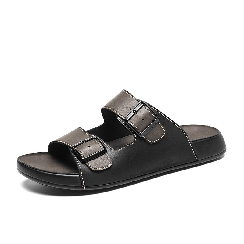 Fashion Summer Handmade Leather Slippers Fashion Trendy Men's Flip-flops Outdoor Breathable Half Drag Comfortable Men's Simple Sandals