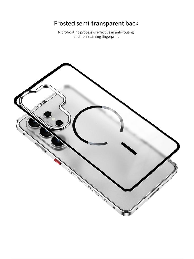 Samsung S26 Ultra Snap-On Magnetic Metal Frame Matte Anti-Drop Case for S25U/S24/S23