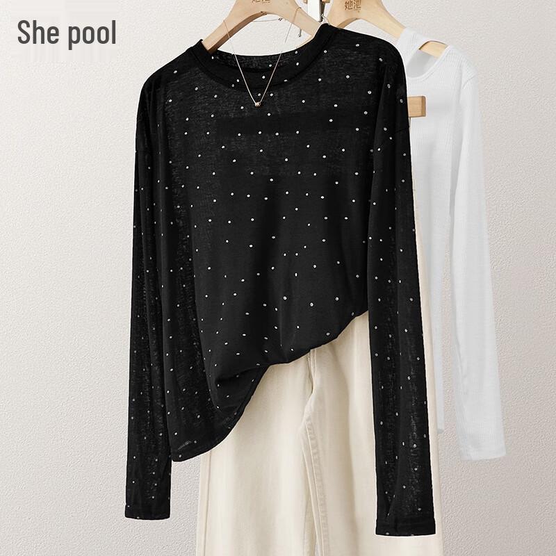 Women s Polka Dot Loose Fit Long Sleeve Top One Size