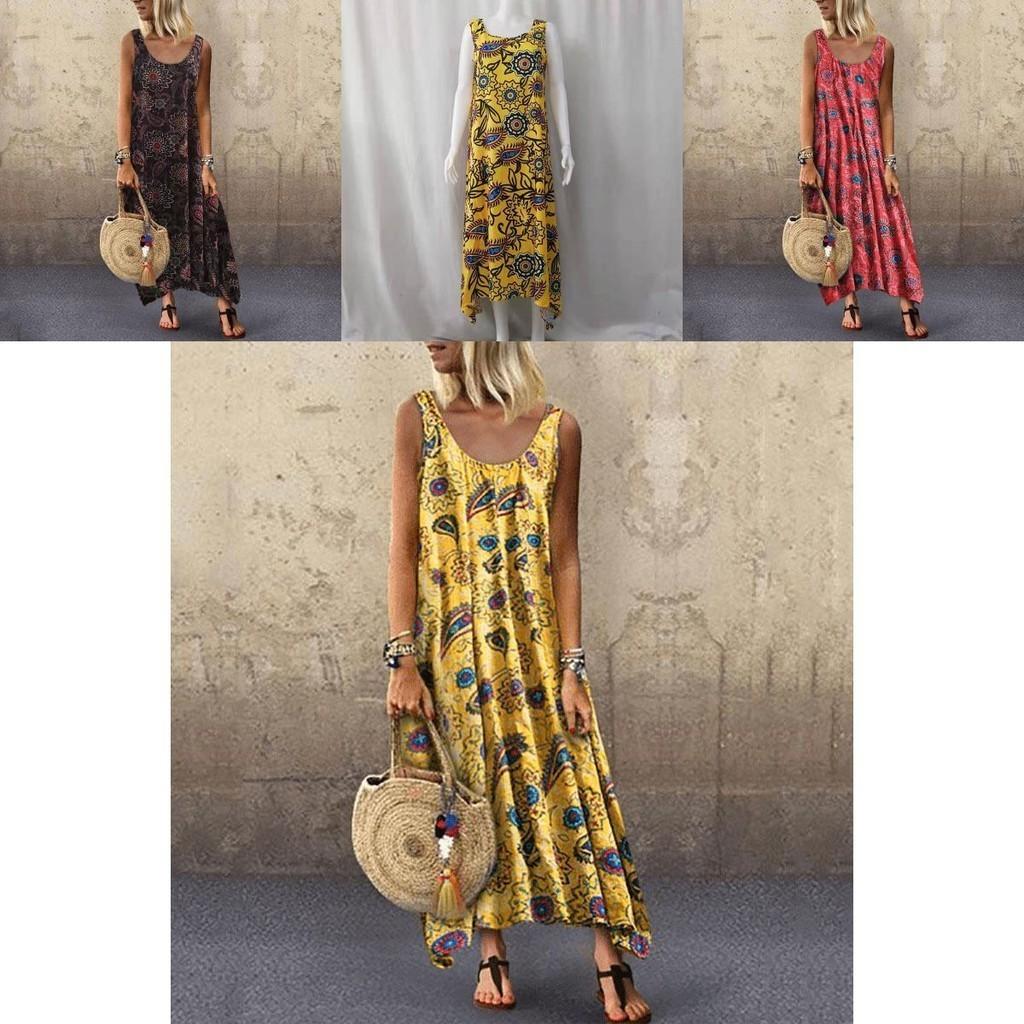 Elegante Kaftano Boho Lungo Senza Maniche Estivo da Donna per la Spiaggia
