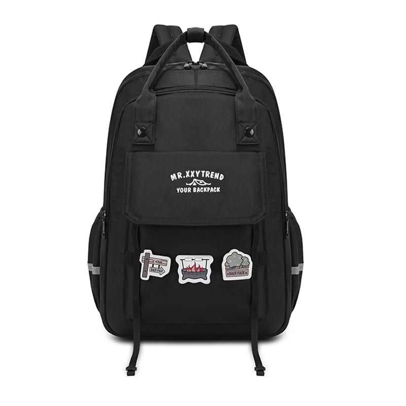 Women's Color Block Backpack Large Capacity Middle School Student Schoolbag