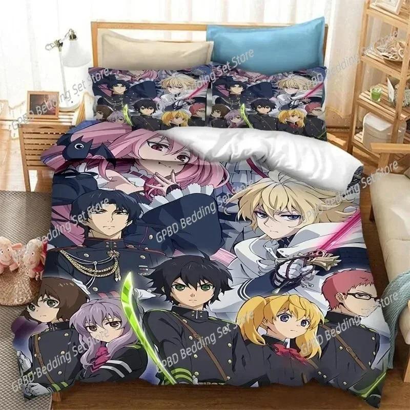 

Seraph of the End Mikaela Hyakuya Beding Set 3D Printed Suitable for Bedrom Soft Duvet Cover Set With Pilowcases Children Kids Home Textile 100*200cm Single