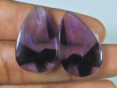 30Cts. Natural Amethyst (15X25X02  Mm Each) Pear Cabochon Matched Pair SK-3086