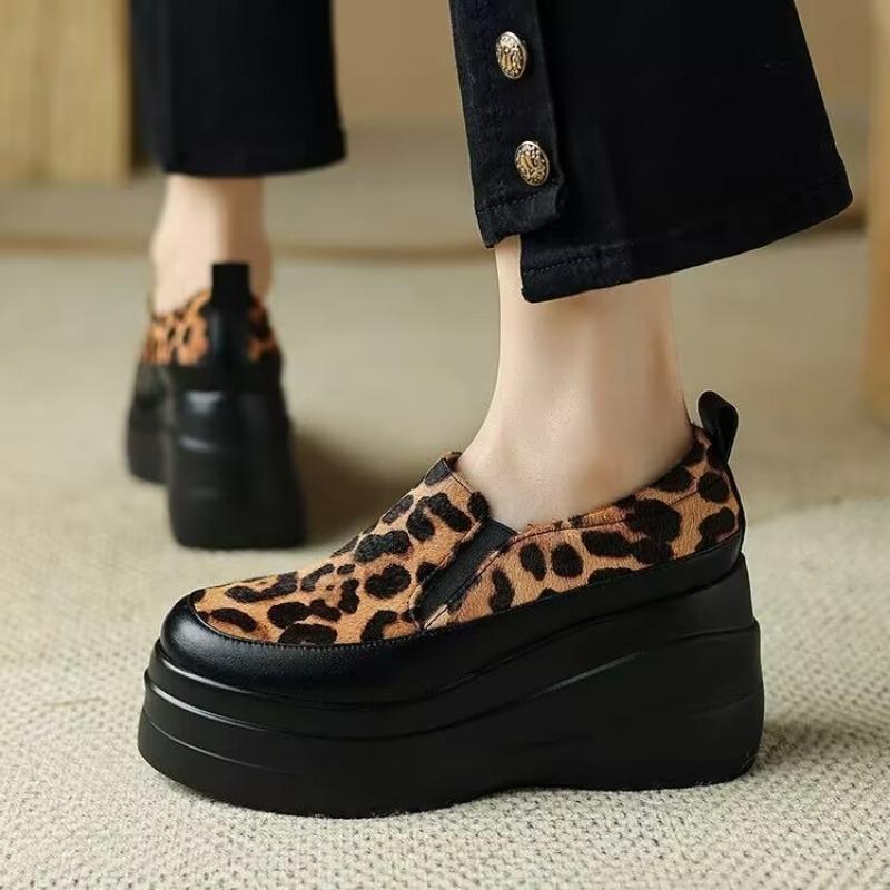 Fashion Ladies Shoes 2024 Hot Sale Loafers Women's High Heels Platform Casual Pumps Women Round Toe Slip on Wedges Shoes Female Zapatos