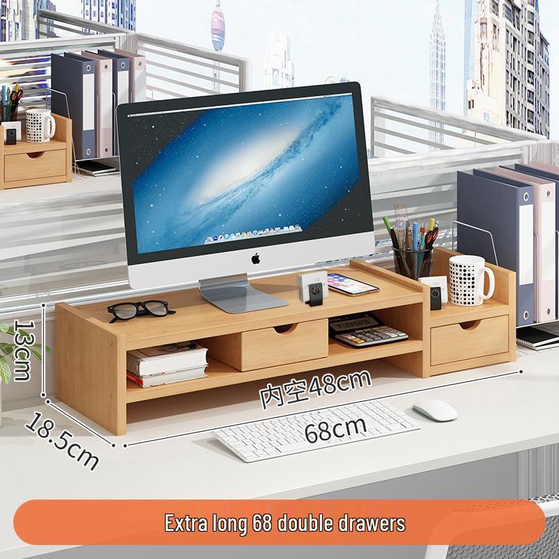 Double-Layer Desktop Monitor Riser & Keyboard Organizer