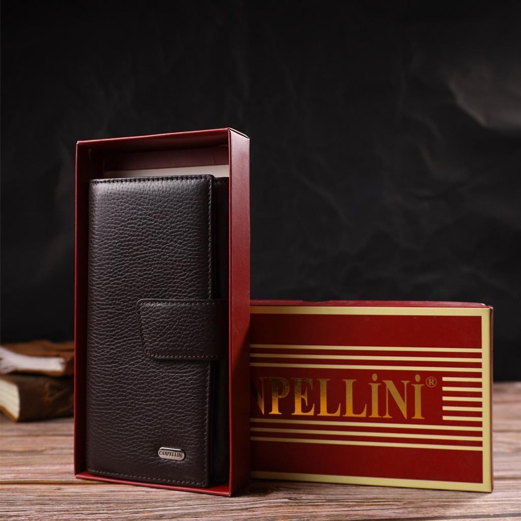 Vertical Stylish Men's Wallet Made of Genuine Leather Flotar CANPELLINI 21843 Brown