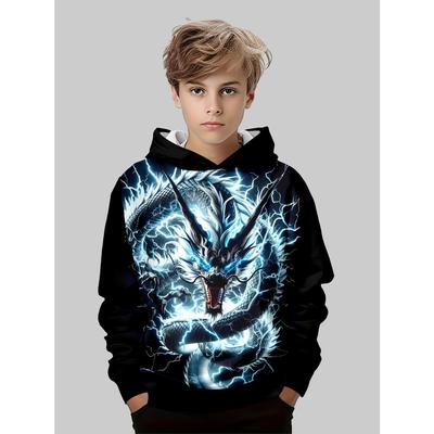 Children's Clothing, Boys' Creative 3D Printed Hooded Sweatshirt, Boys' Casual Sports Long Sleeved Hooded Top