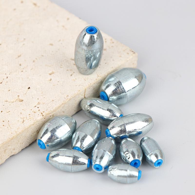 20Pcs Alloy Hollow Olive Fishing Sinkers3/ 4/6/8/10/12/15G Wax Coating Fishing Weight Steel Fishing Weights Accessories