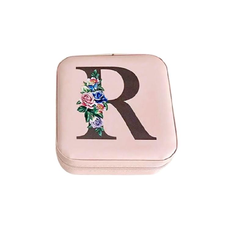 Jewelry Travel Organizers Letter Pattern Small Jewelry Container Fashion Portable Case PU Texture for Fashionable Lover
