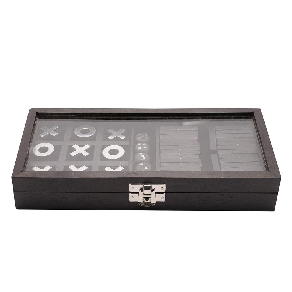 Harvey Makin Dominoes, Tic Tac Toe & Dice Set - Black